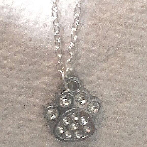 Crystal Paw Print Dangle Earrings Cat Dog Rhinestones Silver Pierced NEW - Picture 9 of 12